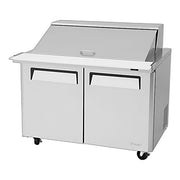 Turbo Air MST-48-18-N M3 Series 48" 2 Door Mega Top Stainless Steel Refrigerated Sandwich Prep Table - Donut-Equipment.com