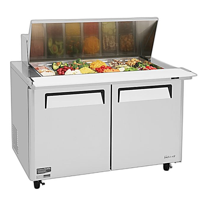 Turbo Air MST-48-18-N M3 Series 48" 2 Door Mega Top Stainless Steel Refrigerated Sandwich Prep Table - Donut-Equipment.com