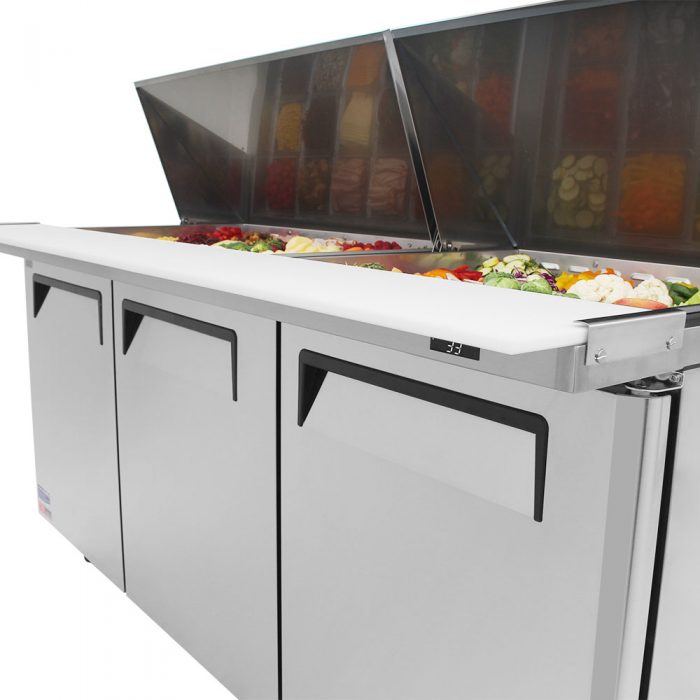 Turbo Air MST-72-30-N M3 Series 72" 3 Door Mega Top Stainless Steel Refrigerated Sandwich Prep Table - Donut-Equipment.com