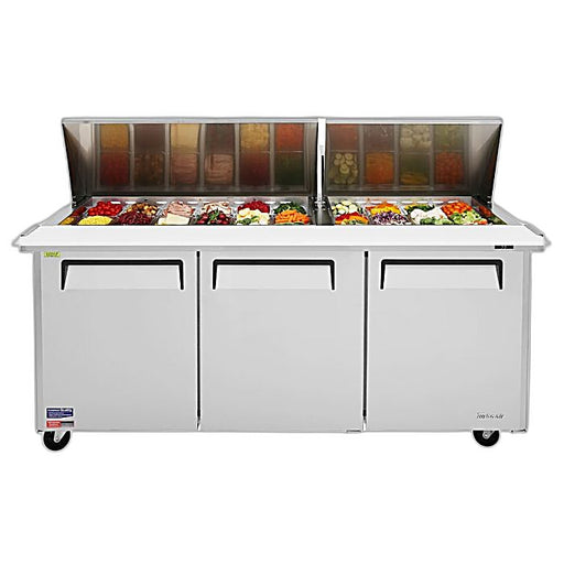 Turbo Air MST-72-30-N M3 Series 72" 3 Door Mega Top Stainless Steel Refrigerated Sandwich Prep Table - Donut-Equipment.com