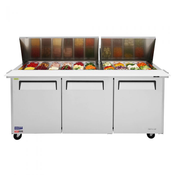 Turbo Air MST-72-30-N M3 Series 72" 3 Door Mega Top Stainless Steel Refrigerated Sandwich Prep Table - Donut-Equipment.com