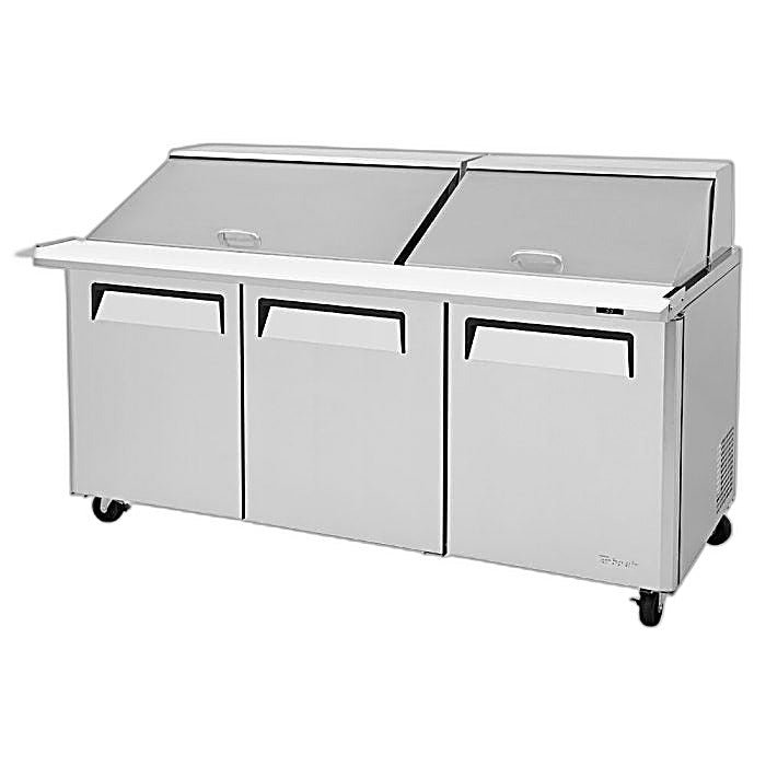 Turbo Air MST-72-30-N M3 Series 72" 3 Door Mega Top Stainless Steel Refrigerated Sandwich Prep Table - Donut-Equipment.com