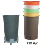 Faribo P300 W/C Nesting 30 Gallon Drum with Cover, 21" Top Diameter x 17" Bottom Diameter x 29"H, 30 Gallon - Bakery Wholesalers