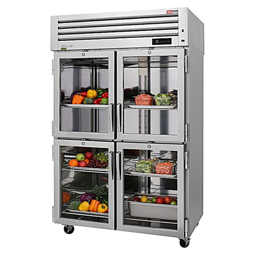 Turbo Air PRO-50-4R-G-N 51 3/4" Two Section Reach In Refrigerator, (4) Right Hinge Glass Doors, 115v - Donut-Equipment.com