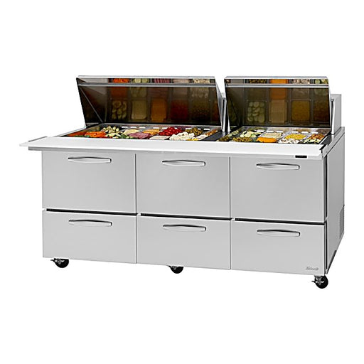 Turbo Air PST-72-30-D6-N 72 5/8" PRO Series Mega Top Sandwich/Salad Prep Table w/ Refrigerated Base - Donut-Equipment.com
