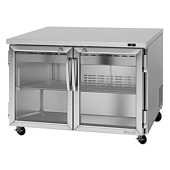 Turbo Air PUR-48-G-N 48 1/4" W Undercounter Refrigerator w/ 2 Sections & 2 Glass Doors - Donut-Equipment.com