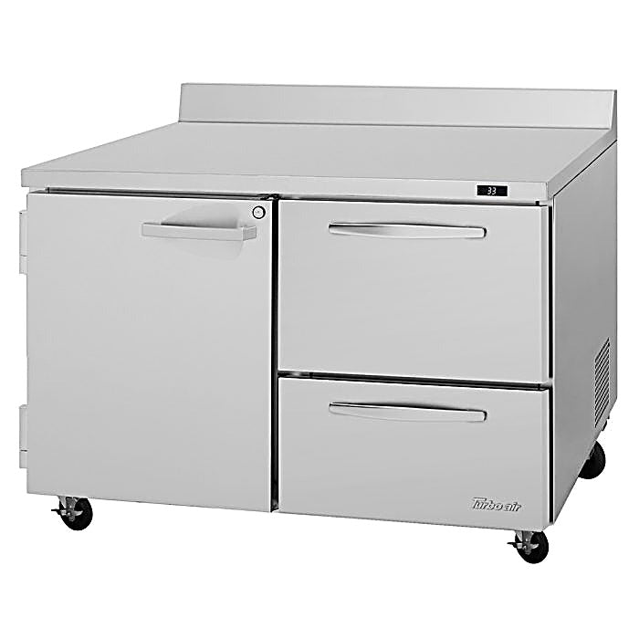 Turbo Air PWR-48-D2R-N 48 1/4" Worktop Refrigerator w/ (2) Sections, 2 Drawers & 1 Solid Door - Donut-Equipment.com
