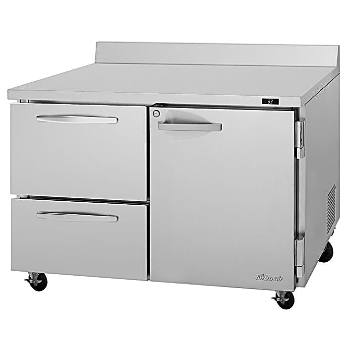 Turbo Air PWR-48-D2R-N 48 1/4" Worktop Refrigerator w/ (2) Sections, 2 Drawers & 1 Solid Door - Donut-Equipment.com