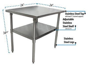 BK Resources 24" x 24" 18 Gauge Stainless Steel Work Table with Undershelf – Prep Table - Donut-Equipment.com