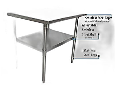 BK Resources 24" x 24" 18 Gauge Stainless Steel Work Table with Undershelf – Prep Table - Donut-Equipment.com
