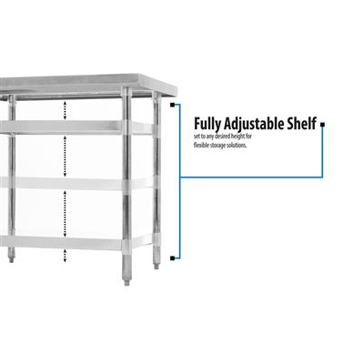BK Resources 48" x 24" 18 Gauge Stainless Steel Work Table with Undershelf – Prep Table - Donut-Equipment.com