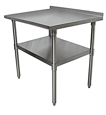 BK Resources 24" x 24" 18 Gauge Stainless Steel Work Table with Undershelf & 1.5" Riser – Prep Table - Donut-Equipment.com