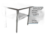BK Resources 24" x 24" 18 Gauge Stainless Steel Work Table with Undershelf & 1.5" Riser – Prep Table - Donut-Equipment.com
