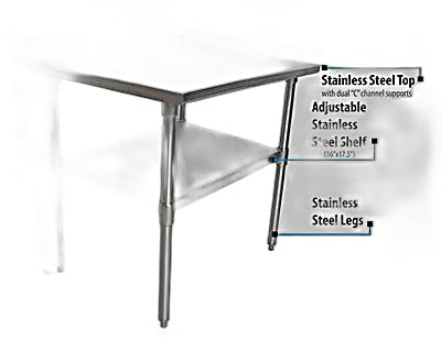 BK Resources 24" x 24" 18 Gauge Stainless Steel Work Table with Undershelf & 1.5" Riser – Prep Table - Donut-Equipment.com