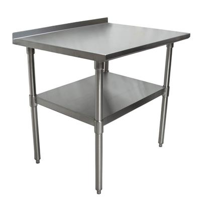 BK Resources 30" x 24" 18 Gauge Stainless Steel Work Table with Undershelf & 1.5" Riser – Prep Table - Donut-Equipment.com