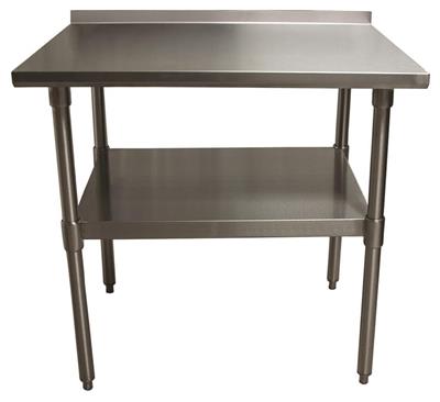 BK Resources 30" x 24" 18 Gauge Stainless Steel Work Table with Undershelf & 1.5" Riser – Prep Table - Donut-Equipment.com