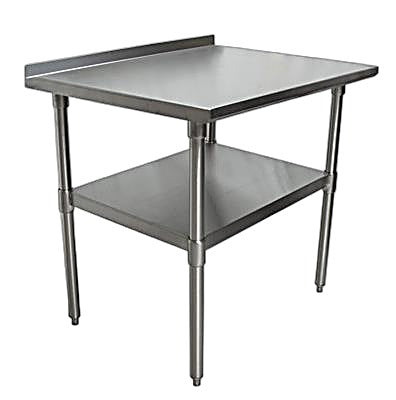 BK Resources 36" x 24" 18 Gauge Stainless Steel Work Table with Undershelf & 1.5" Riser – Prep Table - Donut-Equipment.com