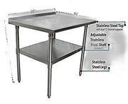BK Resources 36" x 24" 18 Gauge Stainless Steel Work Table with Undershelf & 1.5" Riser – Prep Table - Donut-Equipment.com