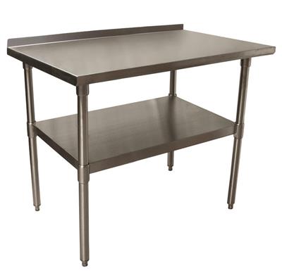 BK Resources 48" x 24" 18 Gauge Stainless Steel Work Table with Undershelf & 1.5" Riser – Prep Table - Donut-Equipment.com