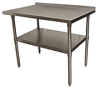 BK Resources 48" x 24" 18 Gauge Stainless Steel Work Table with Undershelf & 1.5" Riser – Prep Table - Donut-Equipment.com