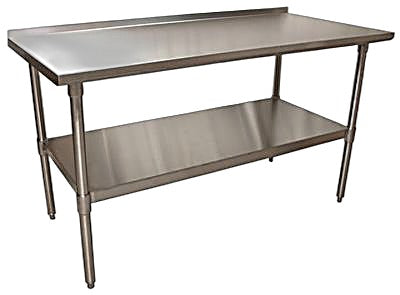 BK Resources 60" x 24" 18 Gauge Stainless Steel Work Table with Undershelf & 1.5" Riser – Prep Table - Donut-Equipment.com