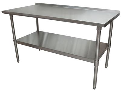 BK Resources 60" x 24" 18 Gauge Stainless Steel Work Table with Undershelf & 1.5" Riser – Prep Table - Donut-Equipment.com
