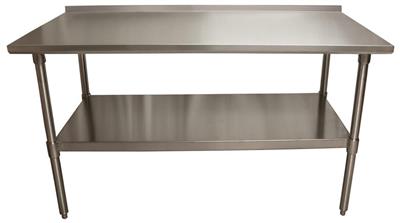 BK Resources 60" x 24" 18 Gauge Stainless Steel Work Table with Undershelf & 1.5" Riser – Prep Table - Donut-Equipment.com
