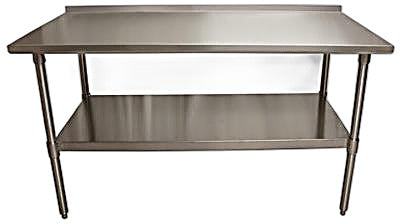 BK Resources 60" x 24" 18 Gauge Stainless Steel Work Table with Undershelf & 1.5" Riser – Prep Table - Donut-Equipment.com