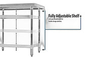 BK Resources 60" x 24" 18 Gauge Stainless Steel Work Table with Undershelf & 1.5" Riser – Prep Table - Donut-Equipment.com