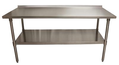 BK Resources 72" x 24" 18 Gauge Stainless Steel Work Table with Undershelf & 1.5" Riser – Prep Table - Donut-Equipment.com