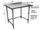 BK Resources 48" x 24" 18 Gauge Stainless Steel Work Table with Open Base & 1.5" Riser – Prep Table - Donut-Equipment.com