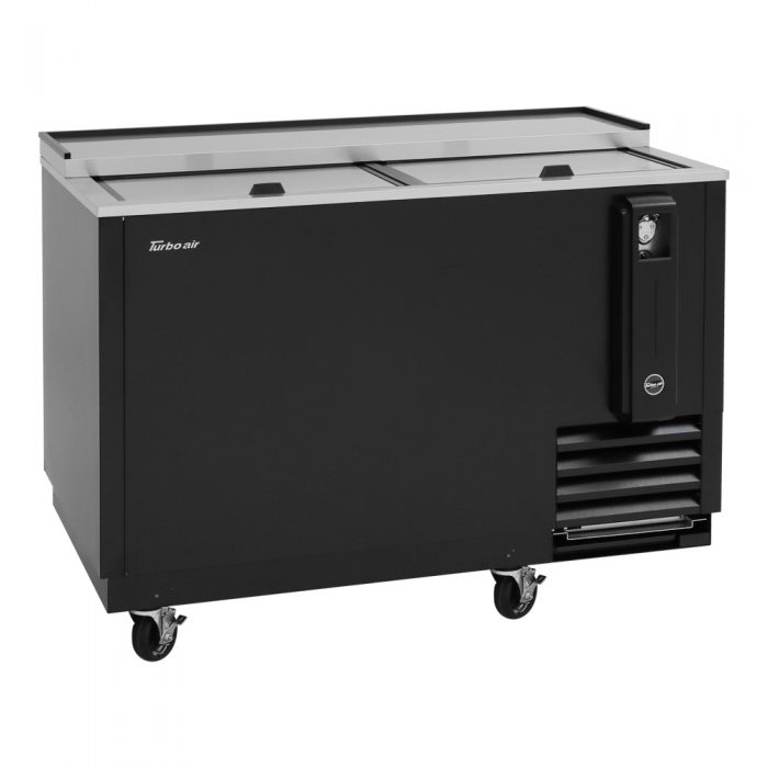 Turbo Air TBC-50SB-N6 50" Super Deluxe Black Exterior Bottle Cooler 2 Lids - Bakery Wholesalers