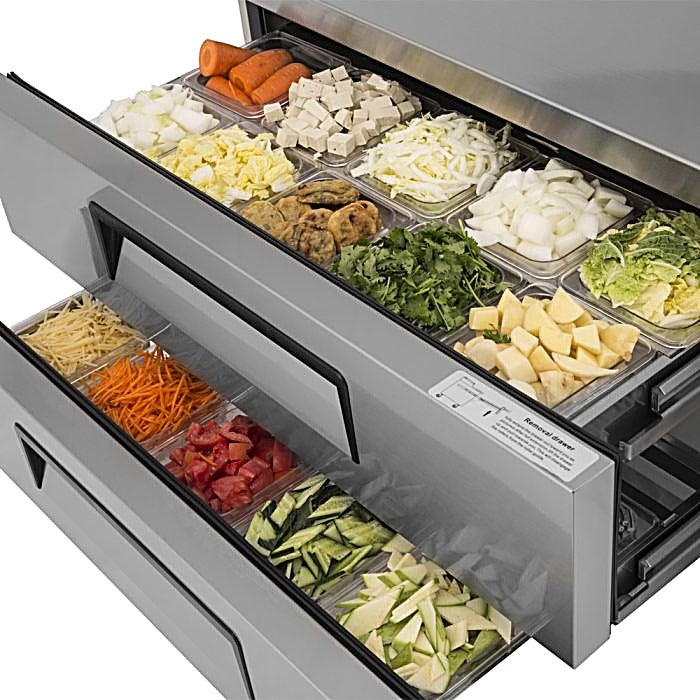 Turbo Air TCBE-48SDR-N 47 5/8" Super Deluxe Chef Base Refrigerator w/ (2) Drawers – 115v - Donut-Equipment.com