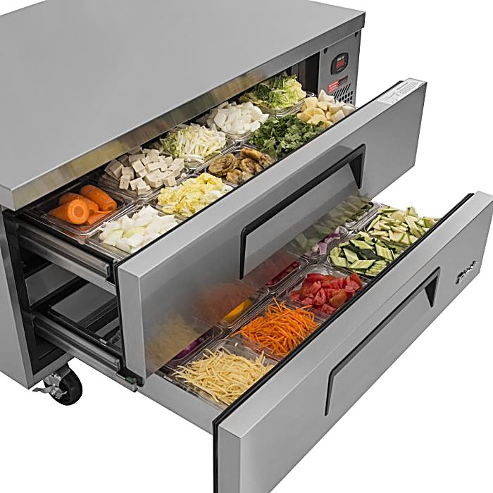 Turbo Air TCBE-48SDR-N 47 5/8" Super Deluxe Chef Base Refrigerator w/ (2) Drawers – 115v - Donut-Equipment.com