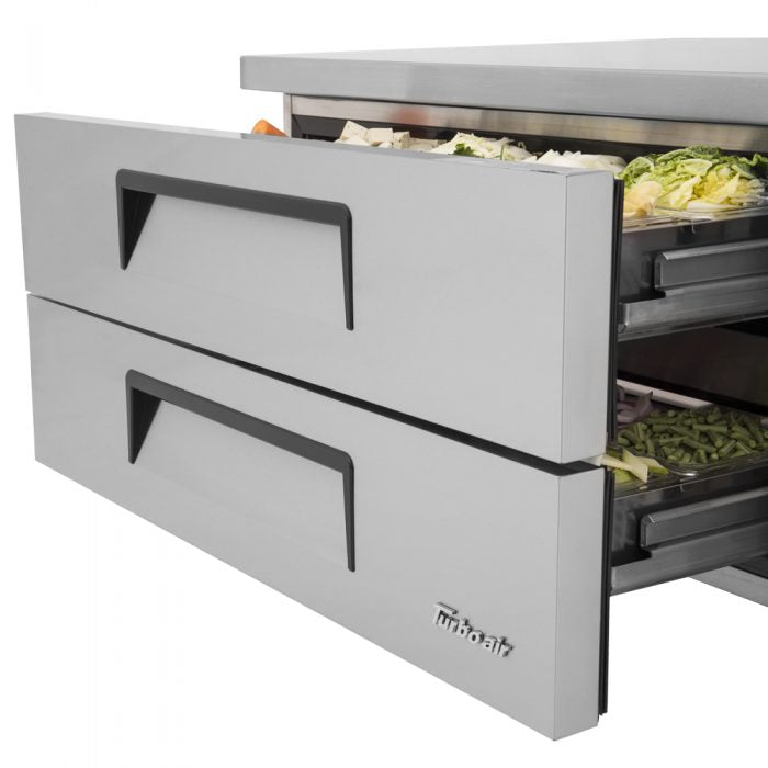 Turbo Air TCBE-48SDR-E-N 53 5/8" Super Deluxe Chef Base Refrigerator with (2) Drawers – 115v - Donut-Equipment.com