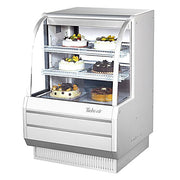 Turbo Air TCGB-36-W-N 36" Curved Glass Refrigerated Bakery Display Case, White Exterior, 115v - Donut-Equipment.com