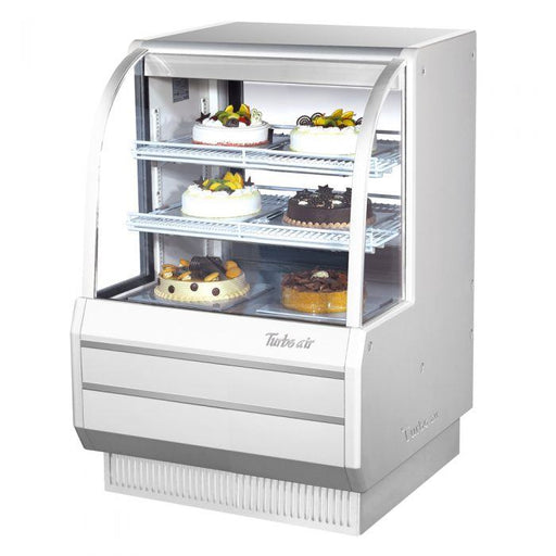 Turbo Air TCGB-36-W-N 36" Curved Glass Refrigerated Bakery Display Case, White Exterior, 115v - Bakery Wholesalers