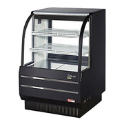 Turbo Air TCGB-36DR-B 36-1/2" Curved Glass Full-Service Dry Bakery Display Case, 3 Levels, Black Exterior, 115v - Donut-Equipment.com