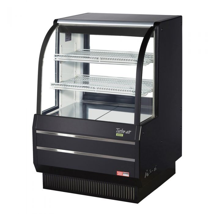 Turbo Air TCGB-36DR-B 36-1/2" Curved Glass Full-Service Dry Bakery Display Case, 3 Levels, Black Exterior, 115v - Donut-Equipment.com