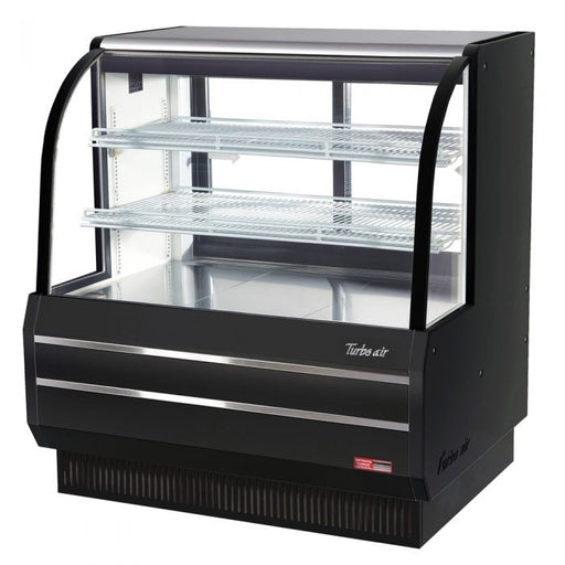 Turbo Air TCGB-48DR-B 48-1/2" Curved Glass Full-Service Dry Bakery Display Case, 3 Levels, Black Exterior, 115v - Bakery Wholesalers