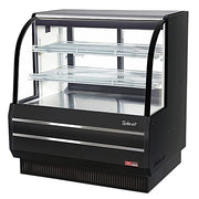 Turbo Air TCGB-48DR-B 48-1/2" Curved Glass Full-Service Dry Bakery Display Case, 3 Levels, Black Exterior, 115v - Donut-Equipment.com