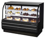 Turbo Air TCGB-60-B-N 60-1/2" Curved Glass Full-Service  Refrigerated Bakery Display Case, 3 Levels, Black Exterior, 115v - Bakery Wholesalers