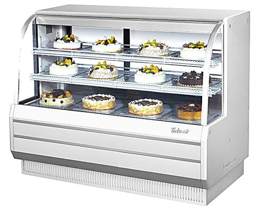 Turbo Air TCGB-60-W-N 60-1/2" Curved Glass Full-Service Refrigerated Bakery Display Case, 3 Levels, White Exterior, 115v - Donut-Equipment.com