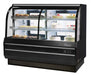 Turbo Air TCGB-60CO-B-N 60-1/2" Curved Glass Full-Service Dual Zone Dry/Refrigerated Bakery Display Case, 3 Levels, Black Exterior, 115v - Bakery Wholesalers