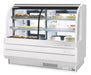 Turbo Air TCGB-60CO-W-N 60-1/2" Curved Glass Full-Service Dual Zone Dry/Refrigerated Bakery Display Case, 3 Levels, White Exterior, 115v - Bakery Wholesalers