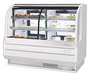 Turbo Air TCGB-60CO-W-N 60-1/2" Curved Glass Full-Service Dual Zone Dry/Refrigerated Bakery Display Case, 3 Levels, White Exterior, 115v - Donut-Equipment.com