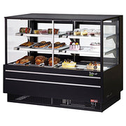 Turbo Air TCGB-60UF-CO-B-N 60-1/2" Straight Glass Full-Service Dual Zone Dry/Refrigerated Bakery Display Case, 3 Levels, Black Exterior, 115v - Donut-Equipment.com