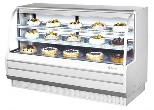 Turbo Air TCGB-72-W-N 72-1/2" Curved Glass Refrigerated Full-Service Bakery Display Case, 3 Levels, White Exterior, 115v - Bakery Wholesalers