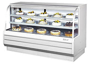 Turbo Air TCGB-72-W-N 72-1/2" Curved Glass Refrigerated Full-Service Bakery Display Case, 3 Levels, White Exterior, 115v - Donut-Equipment.com