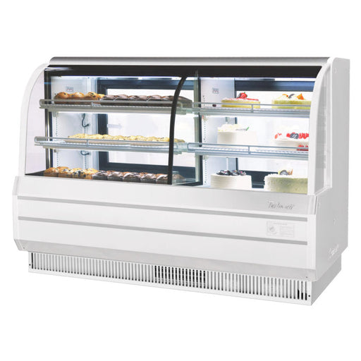 Turbo Air TCGB-72CO-W-N 72" Curved Glass Full-Service Dual Zone Dry/Refrigerated Bakery Display Case, 3 Levels, White Exterior, 115v - Bakery Wholesalers
